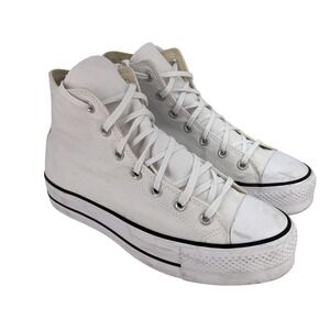 Converse Chuck Taylor All Star Platform Shoes Womens Size 10 White‎ Canvas